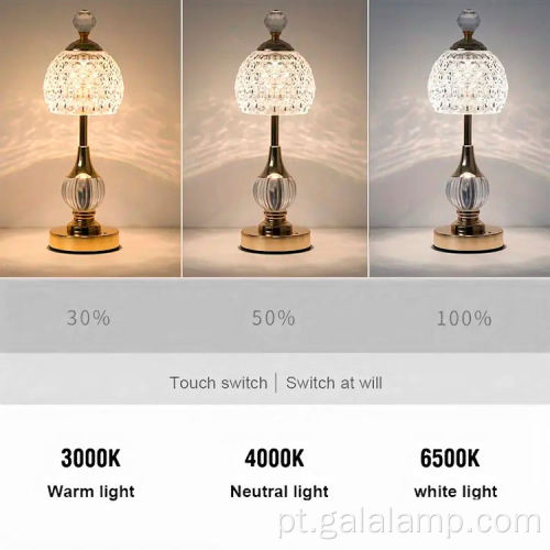 Candeeiro de mesa USB de cristal romântico para uma atmosfera acolhedora